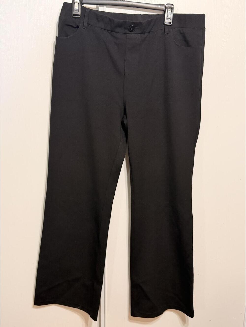 Women’s Black Dress Pants Career Work Stretch Slacks Straight Leg Approx 16